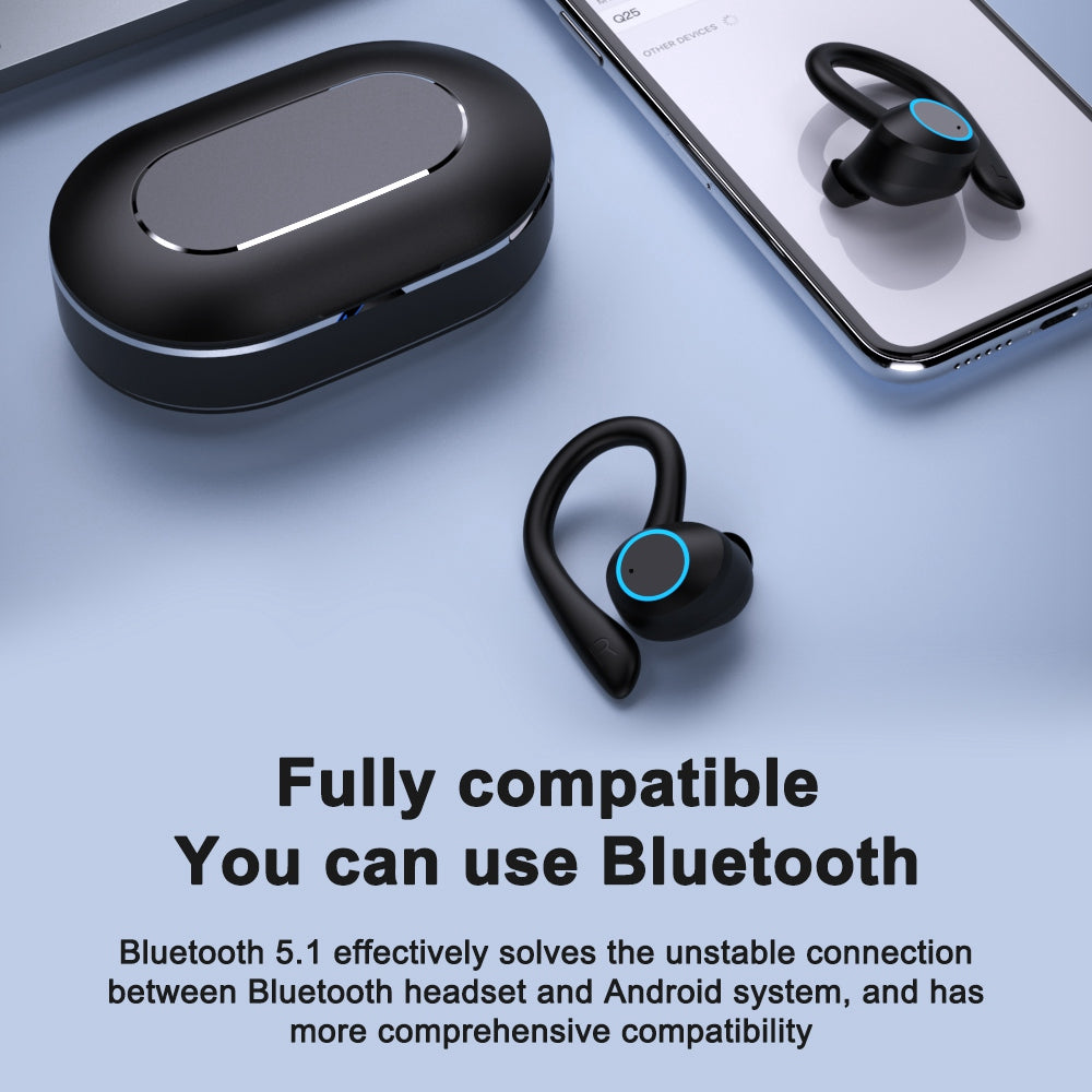 Q23 Ear Hook Headsets Waterproof TWS Wireless Bluetooth Earbuds Sports Touch Controlled Earphones with Charging Cable Q23 Ear Hook Headsets Waterproof TWS Wireless Bluetooth Earbuds Sports Touch Controlled Earphones with Charging Cable